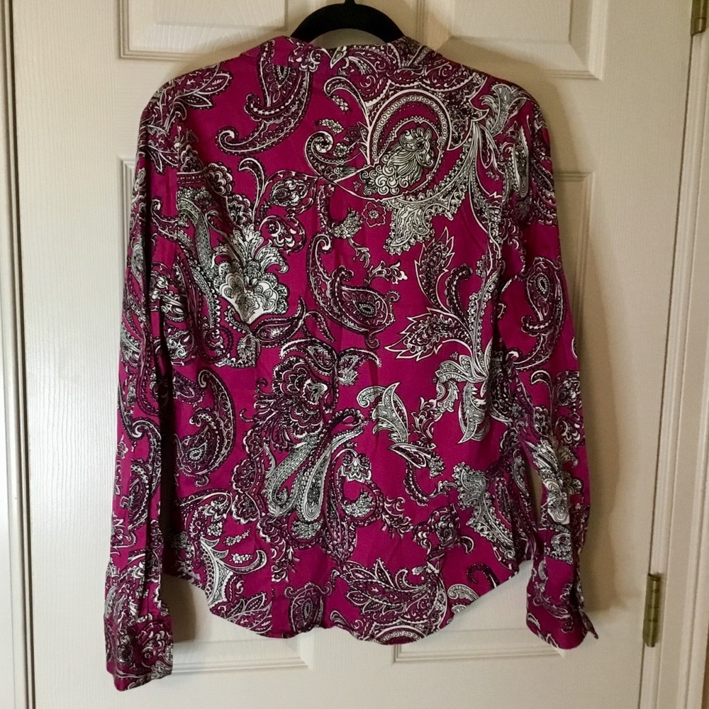 Talbots Haberdashery Pink Paisley Blouse - 12 - Picture 2 of 6